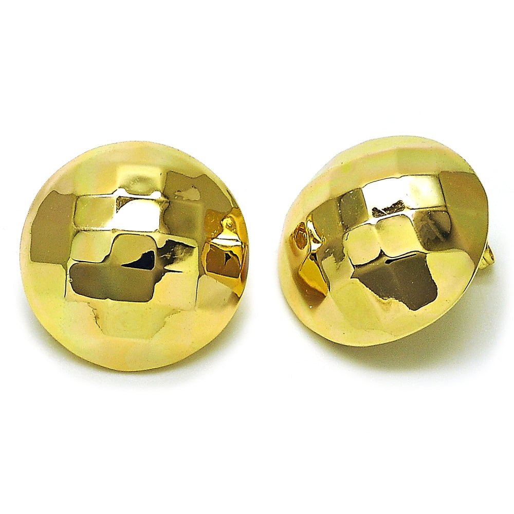 Oro Laminado Stud Earring, Gold Filled Style Hollow and Disco Design, Polished, Golden Finish