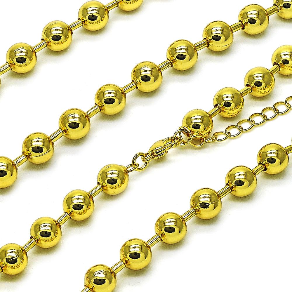 Oro Laminado Basic Necklace, Gold Filled Style Ball Design, Polished, Golden Finish