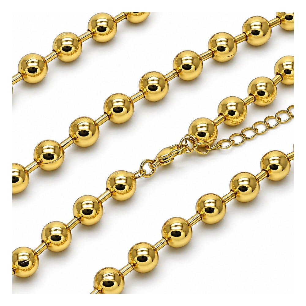 Oro Laminado Basic Necklace, Gold Filled Style Ball Design, Polished, Golden Finish
