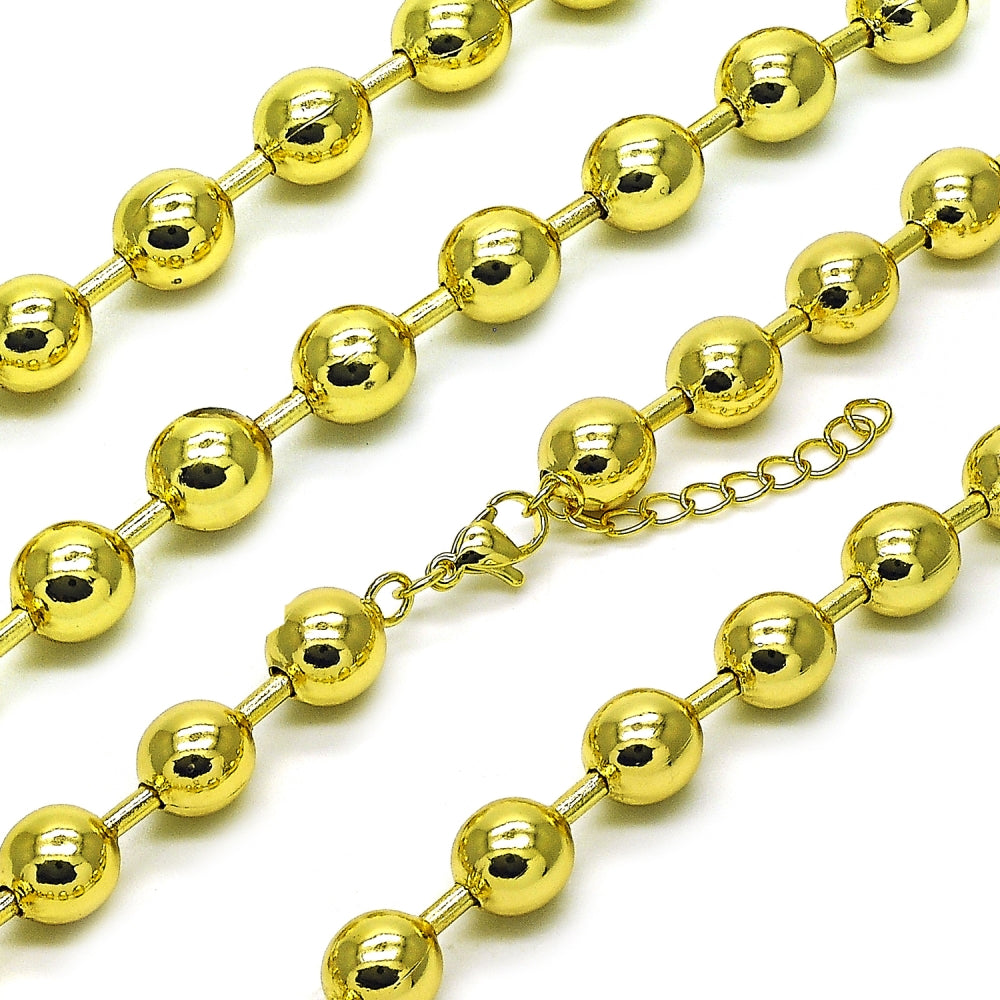 Oro Laminado Basic Necklace, Gold Filled Style Ball Design, Polished, Golden Finish