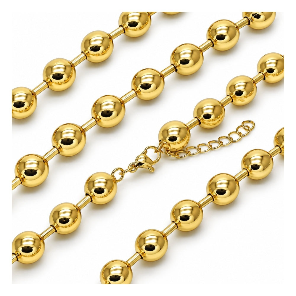 Oro Laminado Basic Necklace, Gold Filled Style Ball Design, Polished, Golden Finish