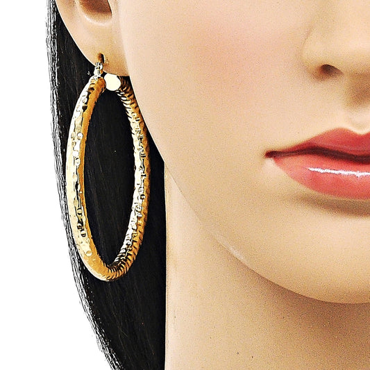 Oro Laminado Large Hoop, Gold Filled Style Hollow Design, Polished, Golden Finish
