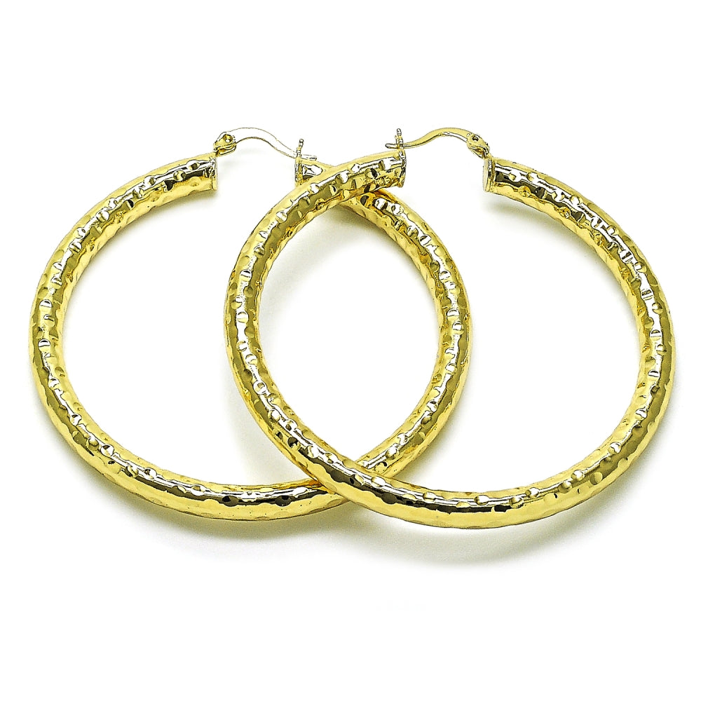 Oro Laminado Large Hoop, Gold Filled Style Hollow Design, Polished, Golden Finish