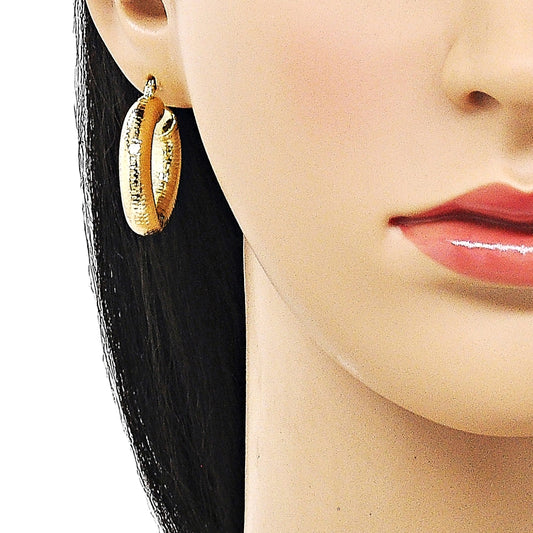 Oro Laminado Medium Hoop, Gold Filled Style Hollow Design, Polished, Golden Finish