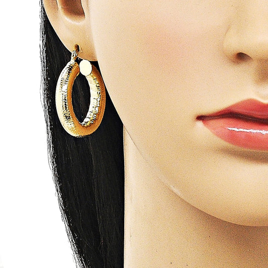 Oro Laminado Medium Hoop, Gold Filled Style Hollow Design, Polished, Golden Finish