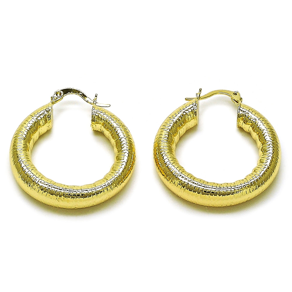 Oro Laminado Medium Hoop, Gold Filled Style Hollow Design, Polished, Golden Finish