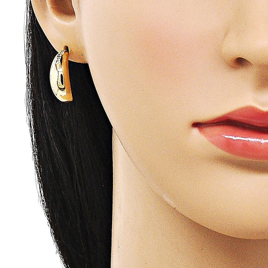 Oro Laminado Stud Earring, Gold Filled Style with White Micro Pave, Polished, Golden Finish