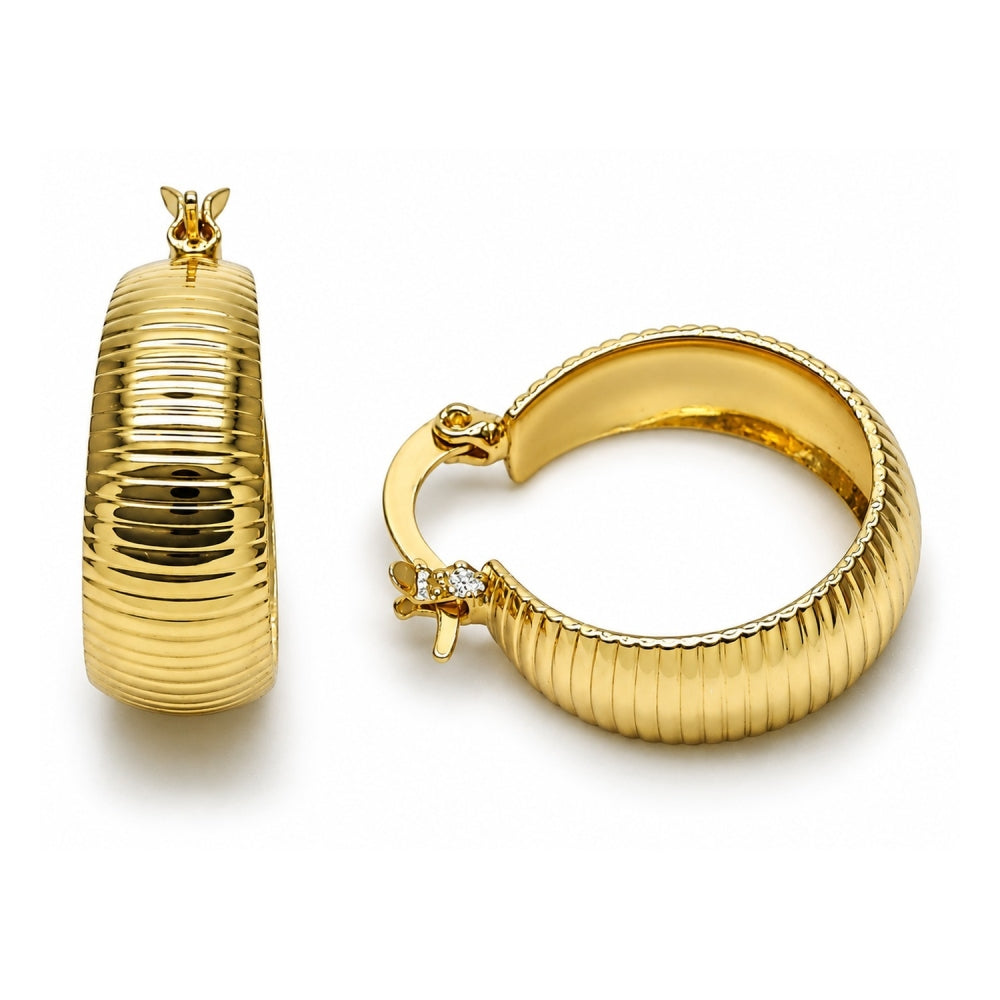 Oro Laminado Small Hoop, Gold Filled Style Diamond Cutting Finish, Golden Finish