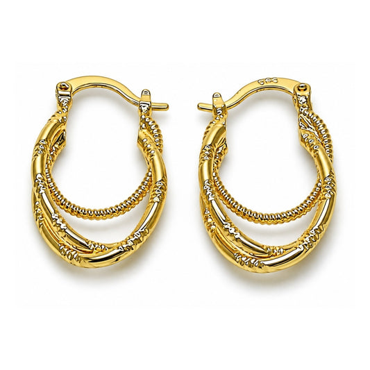 Oro Laminado Small Hoop, Gold Filled Style Diamond Cutting Finish, Golden Finish