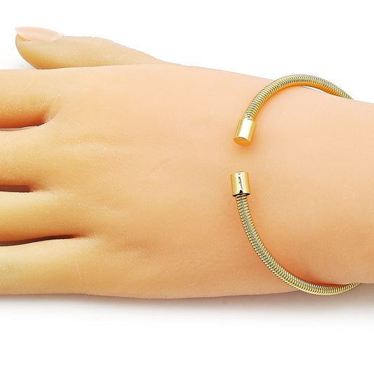 Oro Laminado Individual Bangle, Gold Filled Style Spiral Design, Polished, Golden Finish