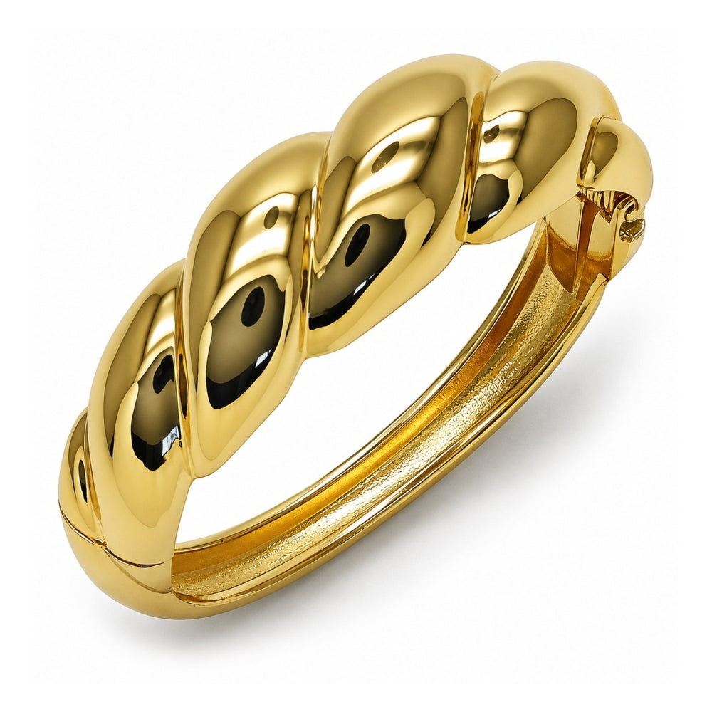 Oro Laminado Individual Bangle, Gold Filled Style Twist Design, Polished, Golden Finish