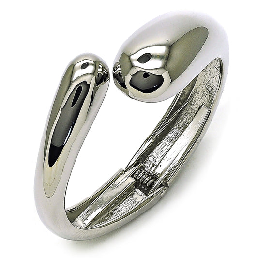Rhodium Gold Filled Individual Bangle, Teardrop Design, Polished, Rhodium Finish