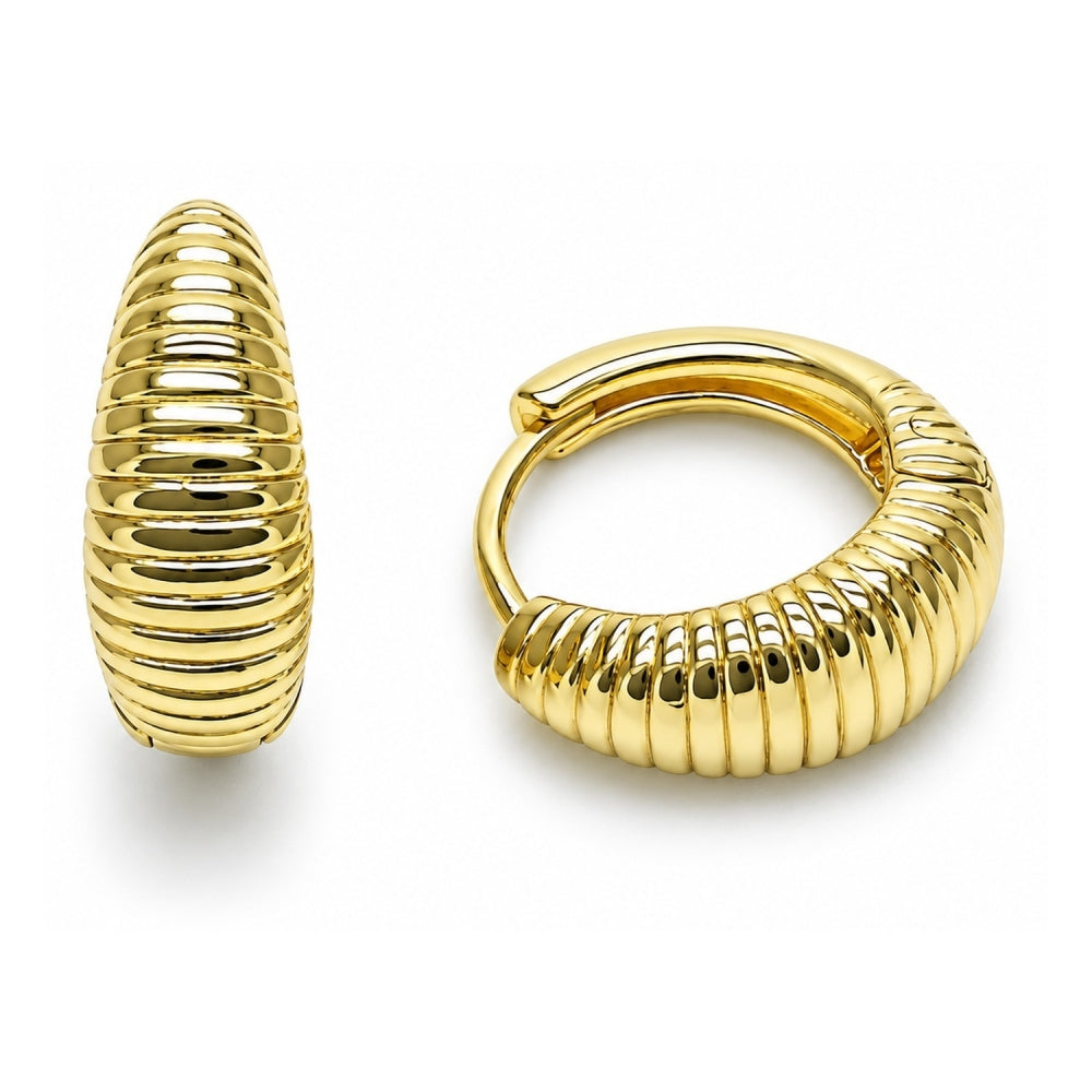 Oro Laminado Huggie Hoop, Gold Filled Style Polished, Golden Finish