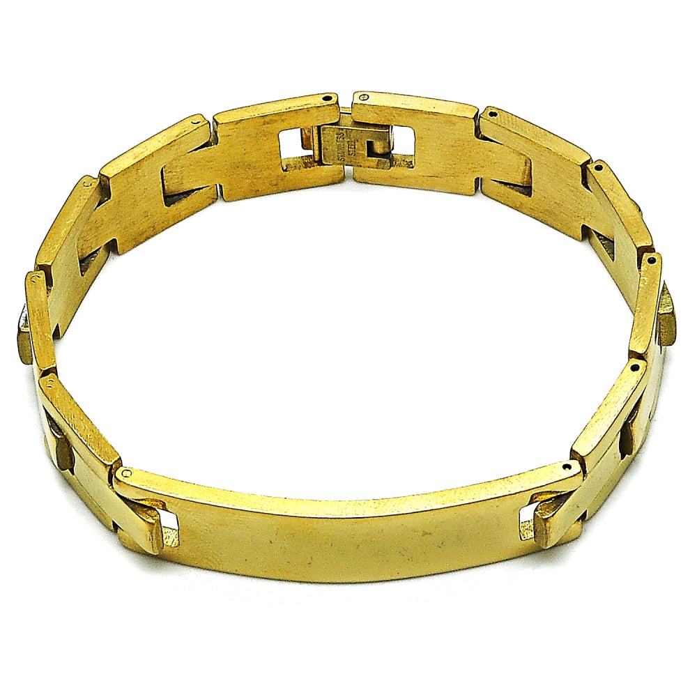 Stainless Steel Solid Bracelet, Polished, Golden Finish