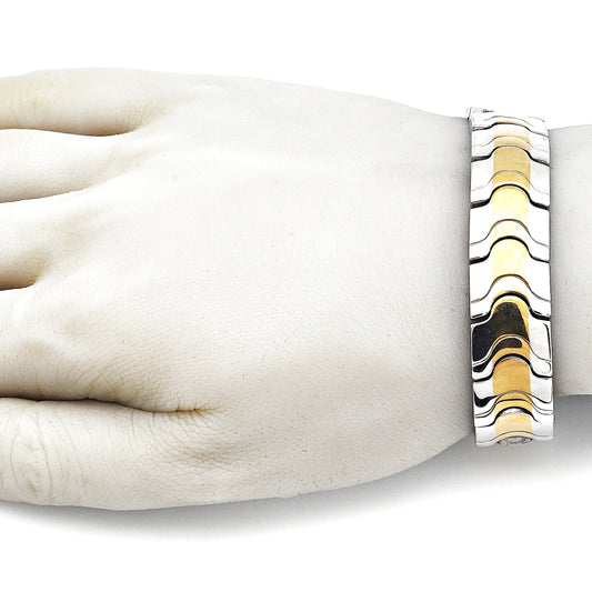 Stainless Steel Solid Bracelet, Polished, Two Tone