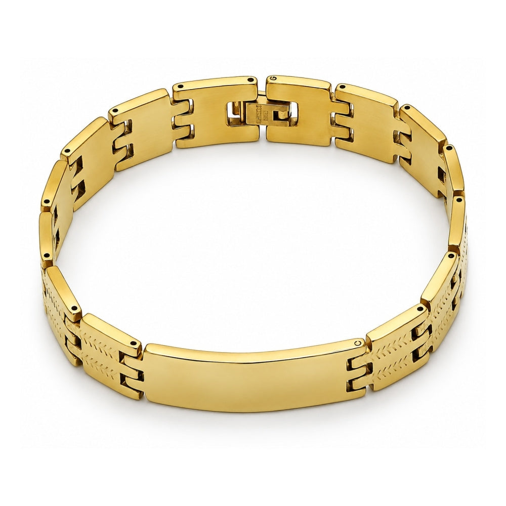 Stainless Steel Solid Bracelet, Polished, Golden Finish