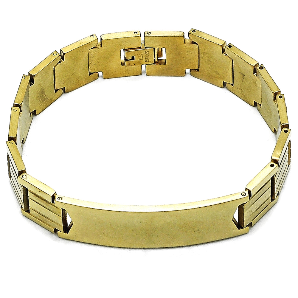 Stainless Steel Solid Bracelet, Polished, Golden Finish