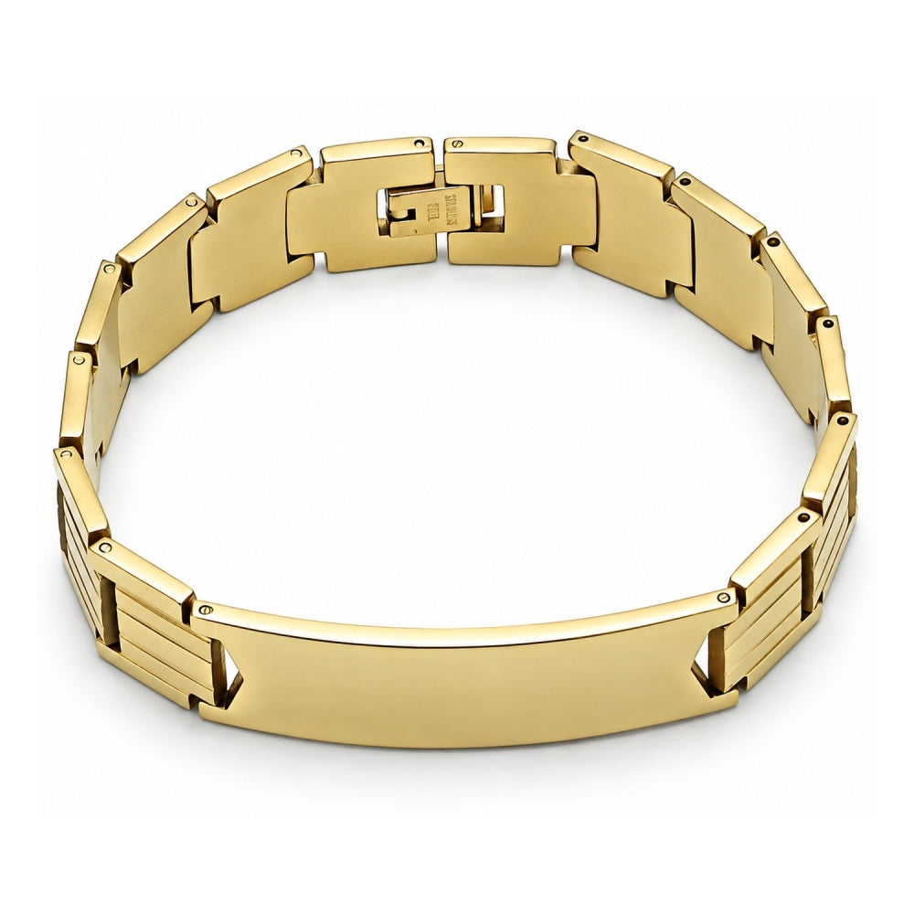 Stainless Steel Solid Bracelet, Polished, Golden Finish