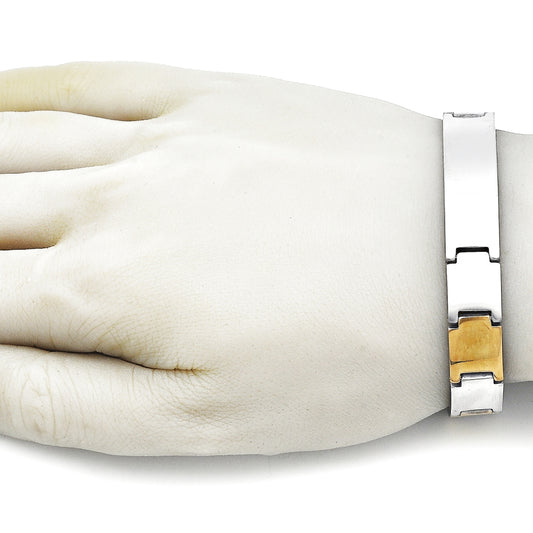 Stainless Steel Solid Bracelet, Polished, Two Tone