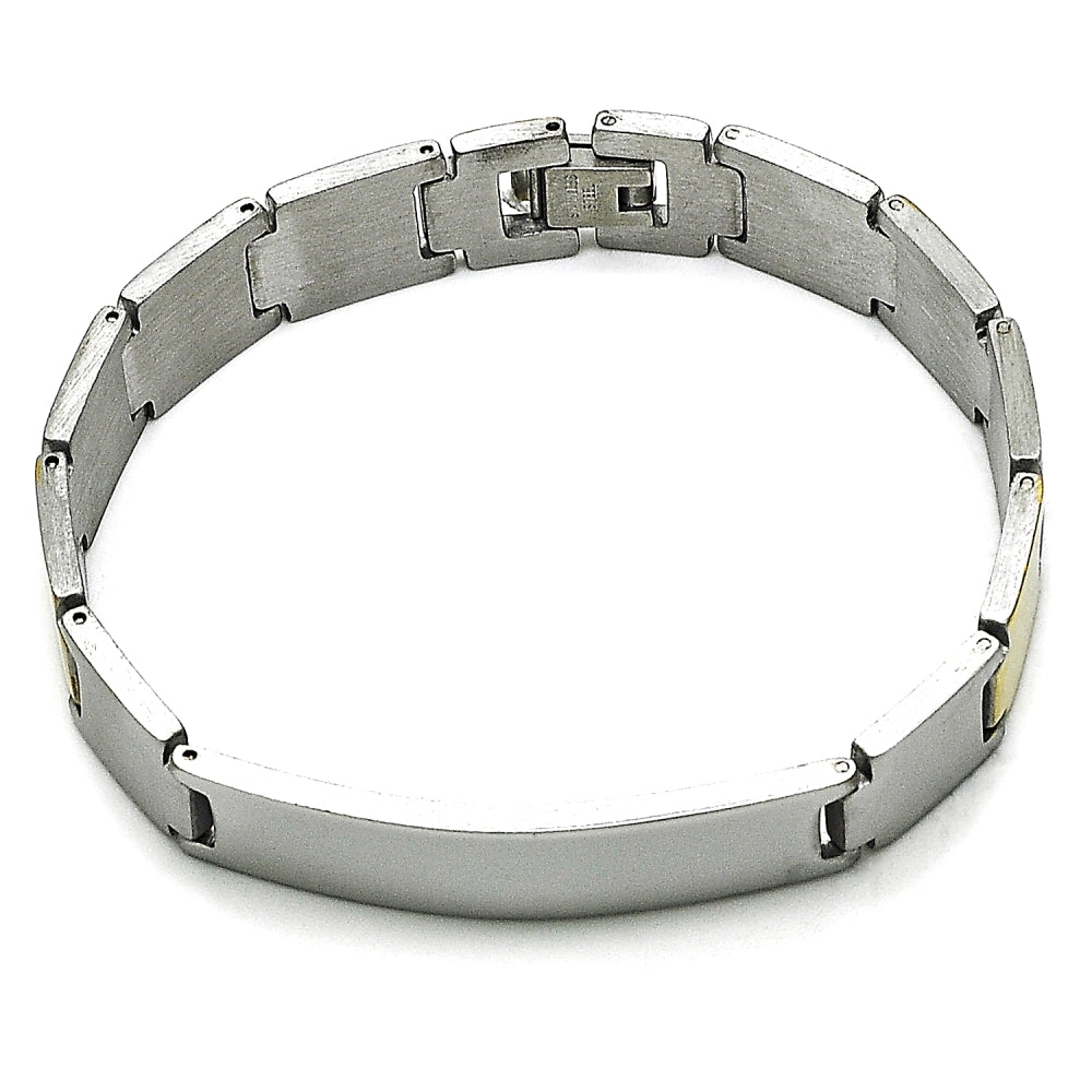 Stainless Steel Solid Bracelet, Polished, Two Tone