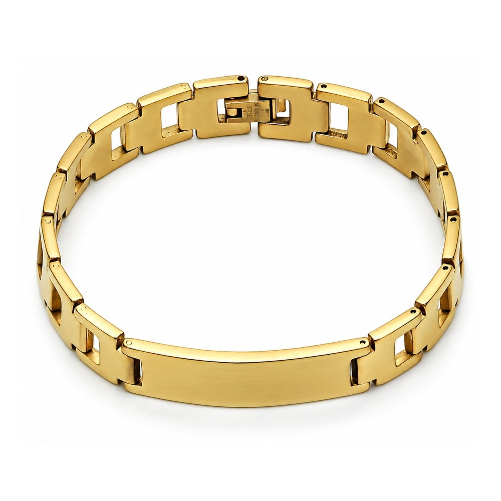 Stainless Steel Solid Bracelet, Polished, Golden Finish