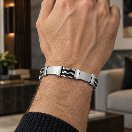 Stainless Steel Solid Bracelet, Polished, Steel Finish
