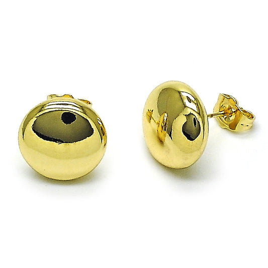 Oro Laminado Stud Earring, Gold Filled Style Hollow Design, Polished, Golden Finish
