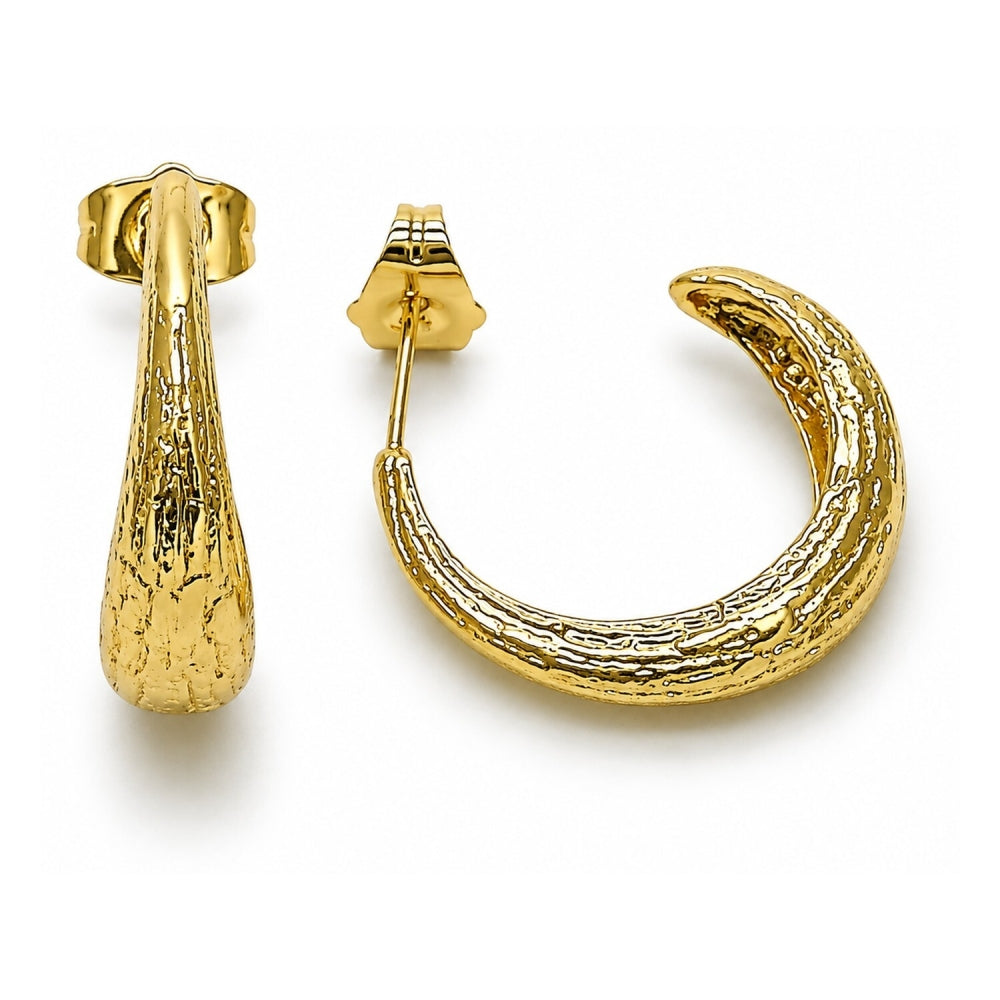 Oro Laminado Small Hoop, Gold Filled Style Matte Finish, Golden Finish