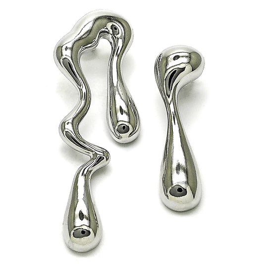Rhodium Gold Filled Stud Earring, Teardrop Design, Polished, Rhodium Finish