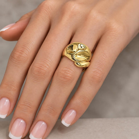 Oro Laminado Elegant Ring, Gold Filled Style Polished, Golden Finish