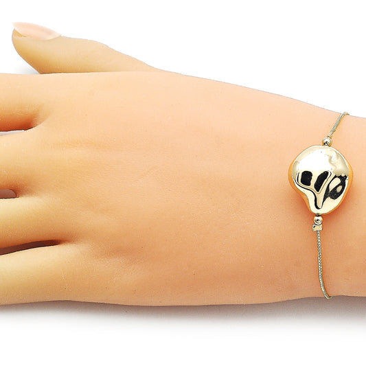 Oro Laminado Fancy Bracelet, Gold Filled Style Box Design, Polished, Golden Finish