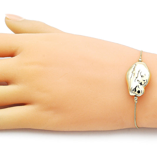 Oro Laminado Fancy Bracelet, Gold Filled Style Box Design, Polished, Golden Finish