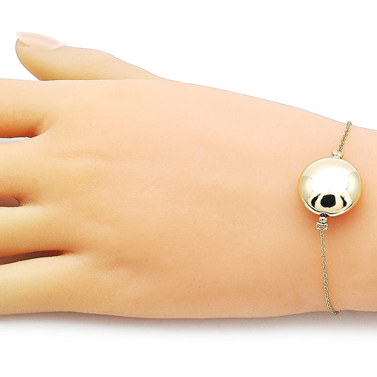 Oro Laminado Fancy Bracelet, Gold Filled Style Ball and Hollow Design, Polished, Golden Finish