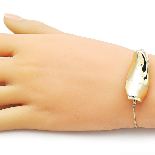 Oro Laminado Fancy Bracelet, Gold Filled Style Rat Tail Design, Polished, Golden Finish