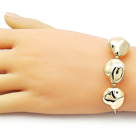 Oro Laminado Fancy Bracelet, Gold Filled Style Box and Ball Design, Polished, Golden Finish