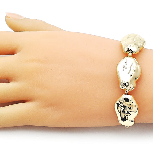 Oro Laminado Fancy Bracelet, Gold Filled Style Box Design, Polished, Golden Finish