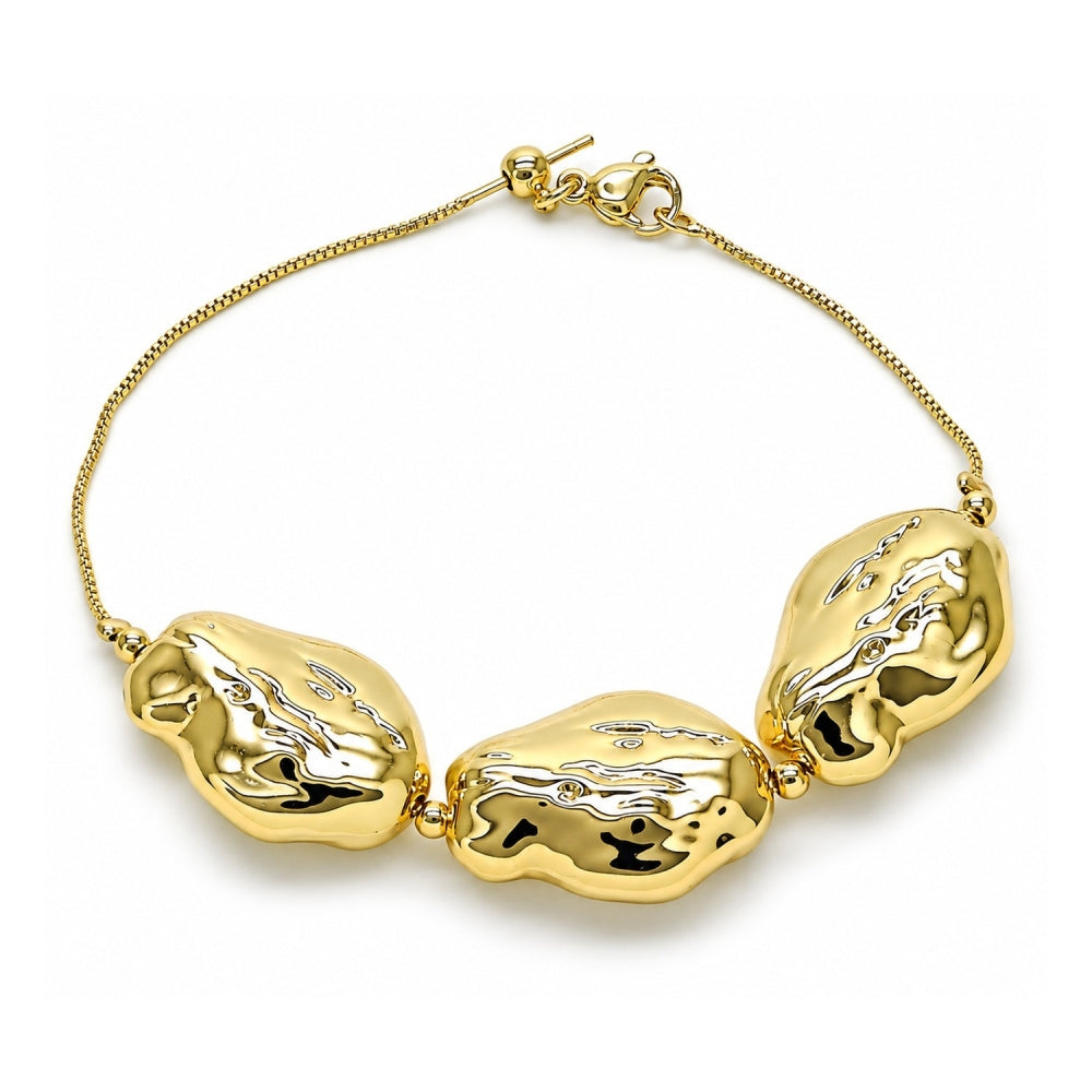 Oro Laminado Fancy Bracelet, Gold Filled Style Box Design, Polished, Golden Finish