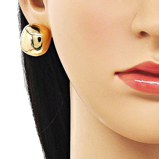 Oro Laminado Stud Earring, Gold Filled Style Polished, Golden Finish