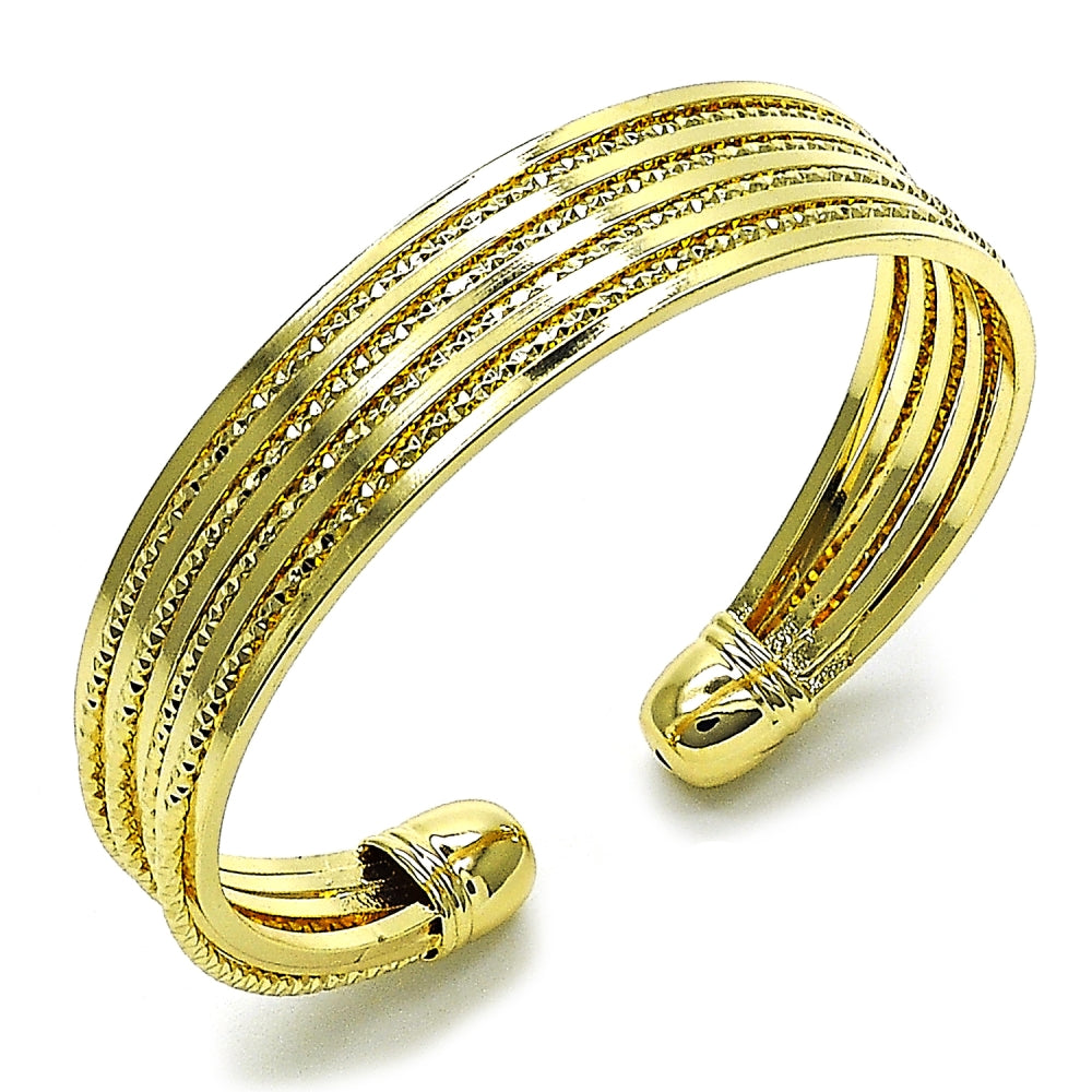 Oro Laminado Individual Bangle, Gold Filled Style Diamond Cutting Finish, Golden Finish
