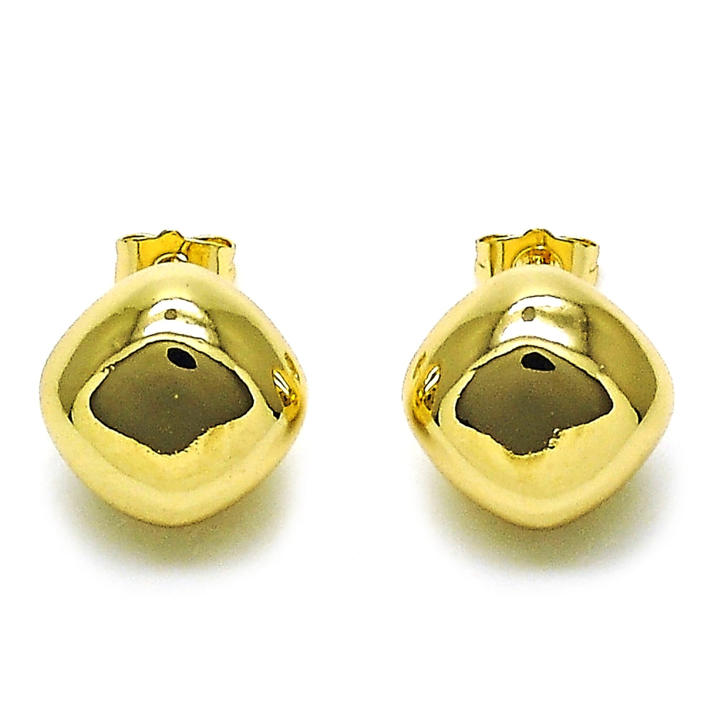 Oro Laminado Stud Earring, Gold Filled Style Hollow Design, Polished, Golden Finish