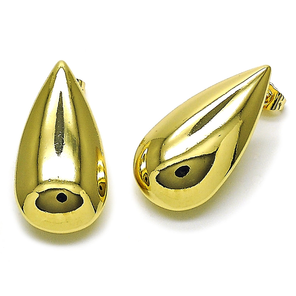 Oro Laminado Stud Earring, Gold Filled Style Teardrop and Hollow Design, Polished, Golden Finish