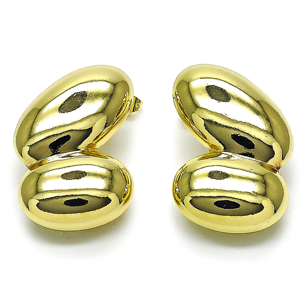Oro Laminado Stud Earring, Gold Filled Style Hollow Design, Polished, Golden Finish