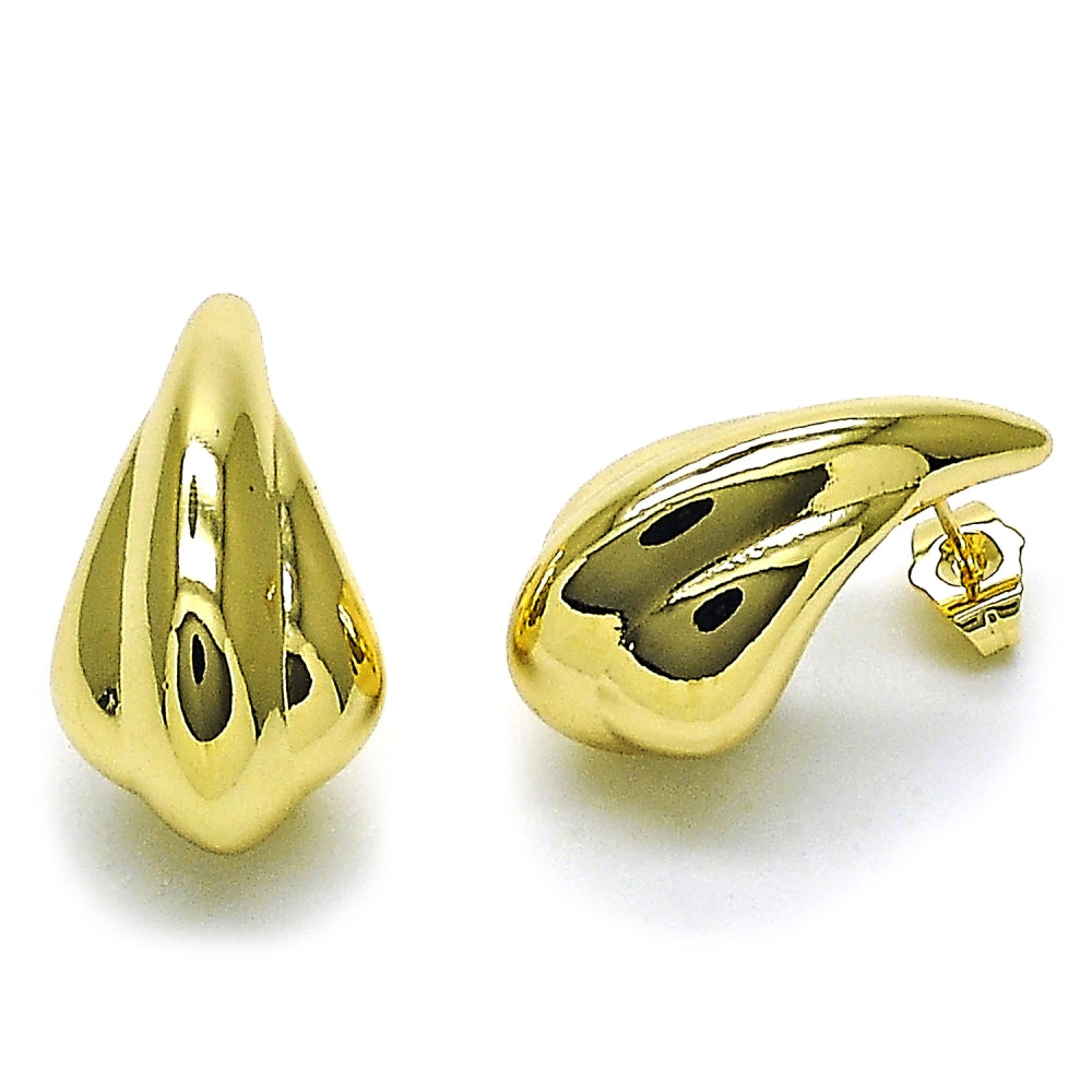 Oro Laminado Stud Earring, Gold Filled Style Teardrop and Hollow Design, Polished, Golden Finish