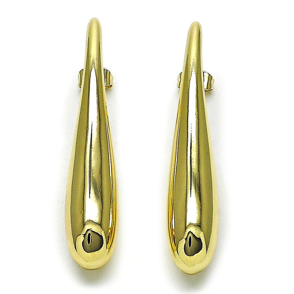 Oro Laminado Stud Earring, Gold Filled Style Teardrop and Hollow Design, Polished, Golden Finish