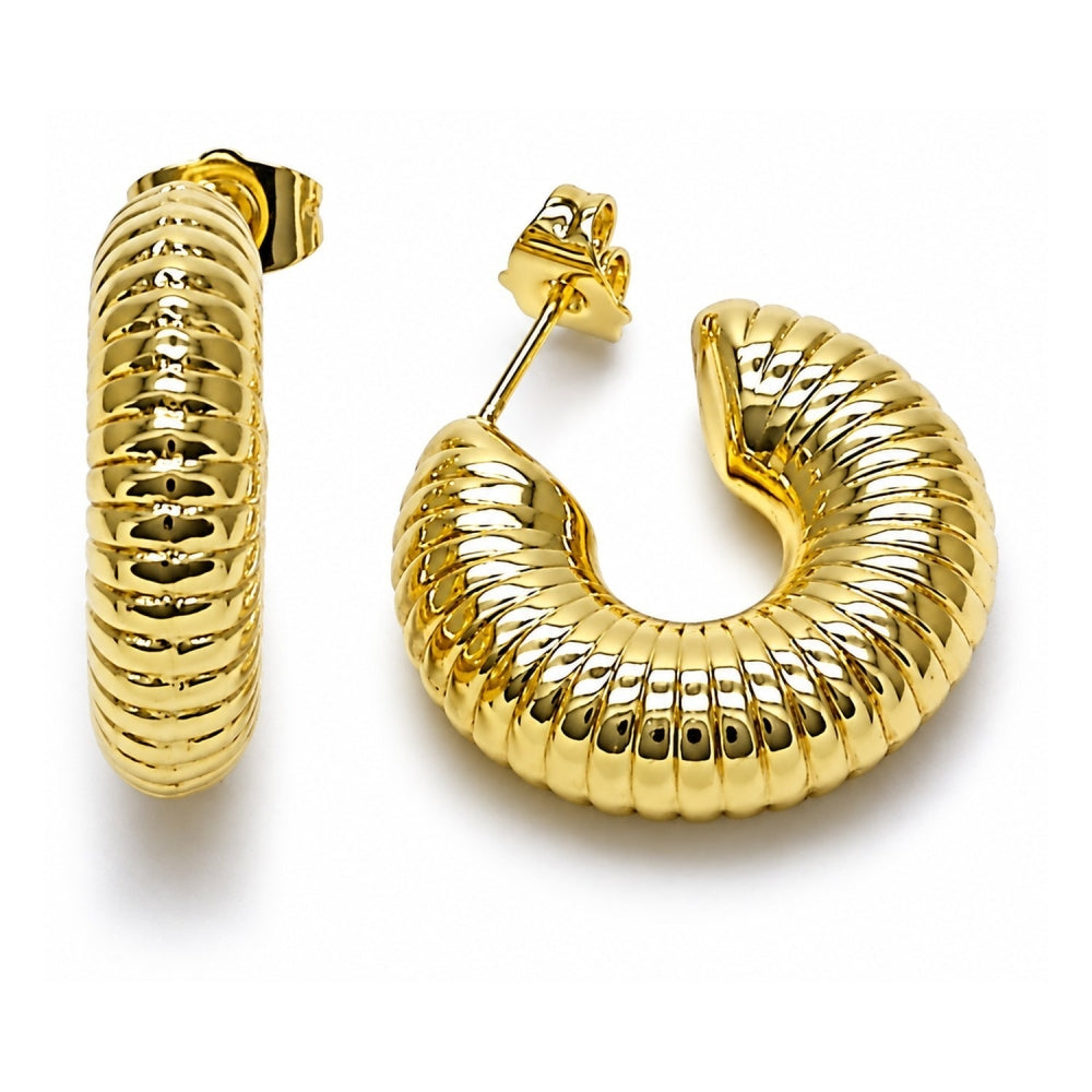Oro Laminado Small Hoop, Gold Filled Style Hollow Design, Polished, Golden Finish