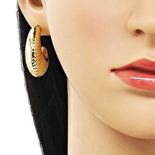 Oro Laminado Medium Hoop, Gold Filled Style Hollow Design, Polished, Golden Finish