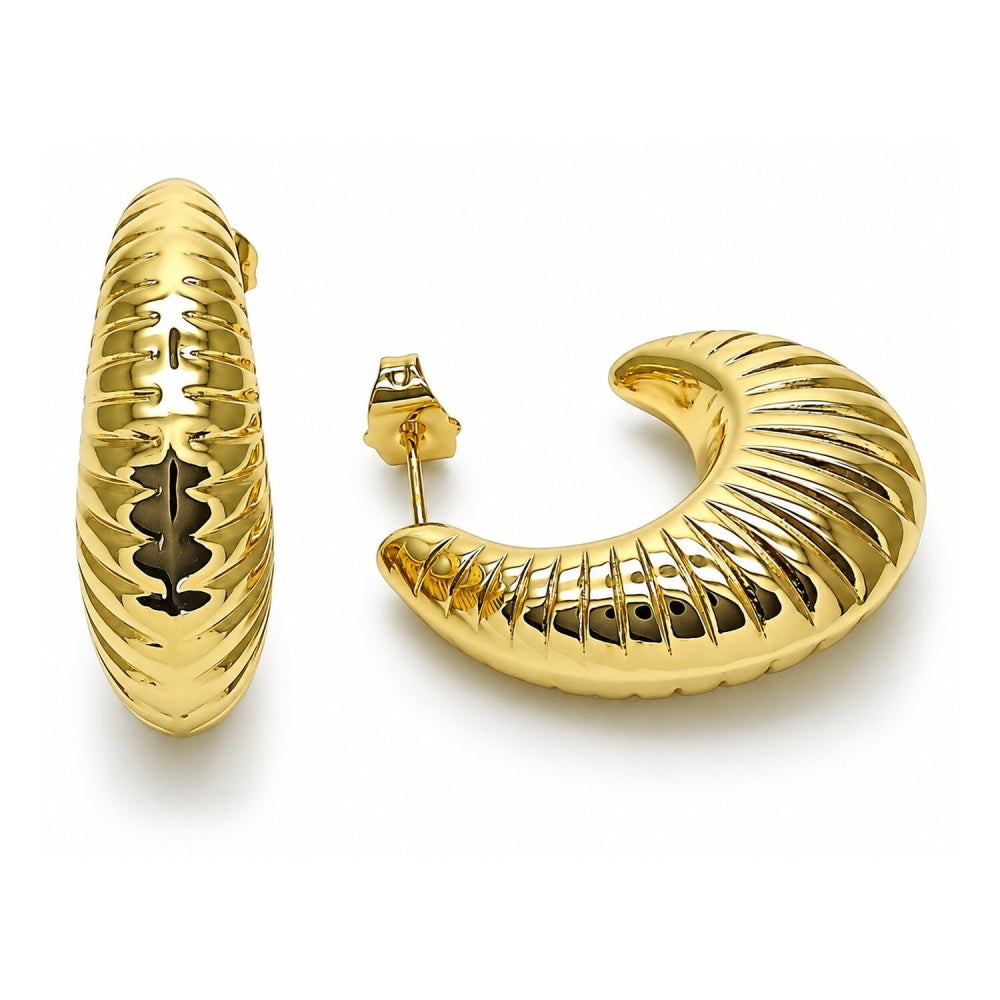 Oro Laminado Medium Hoop, Gold Filled Style Hollow Design, Polished, Golden Finish