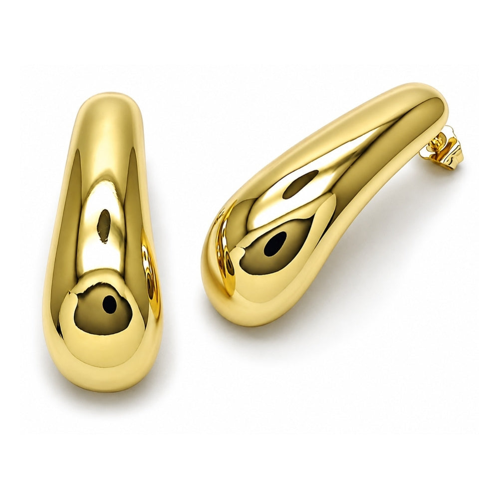 Oro Laminado Stud Earring, Gold Filled Style Polished, Golden Finish