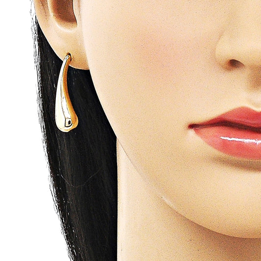 Oro Laminado Stud Earring, Gold Filled Style Teardrop Design, Polished, Golden Finish