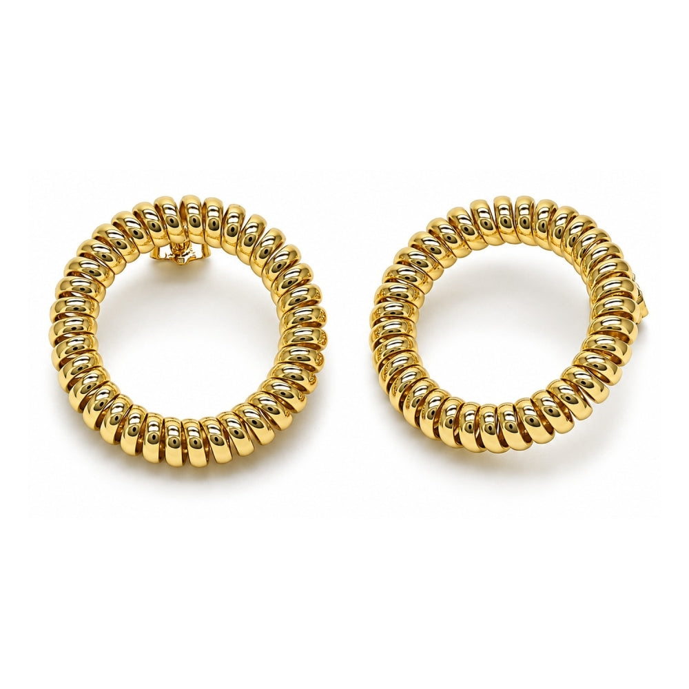 Oro Laminado Stud Earring, Gold Filled Style Twist Design, Polished, Golden Finish